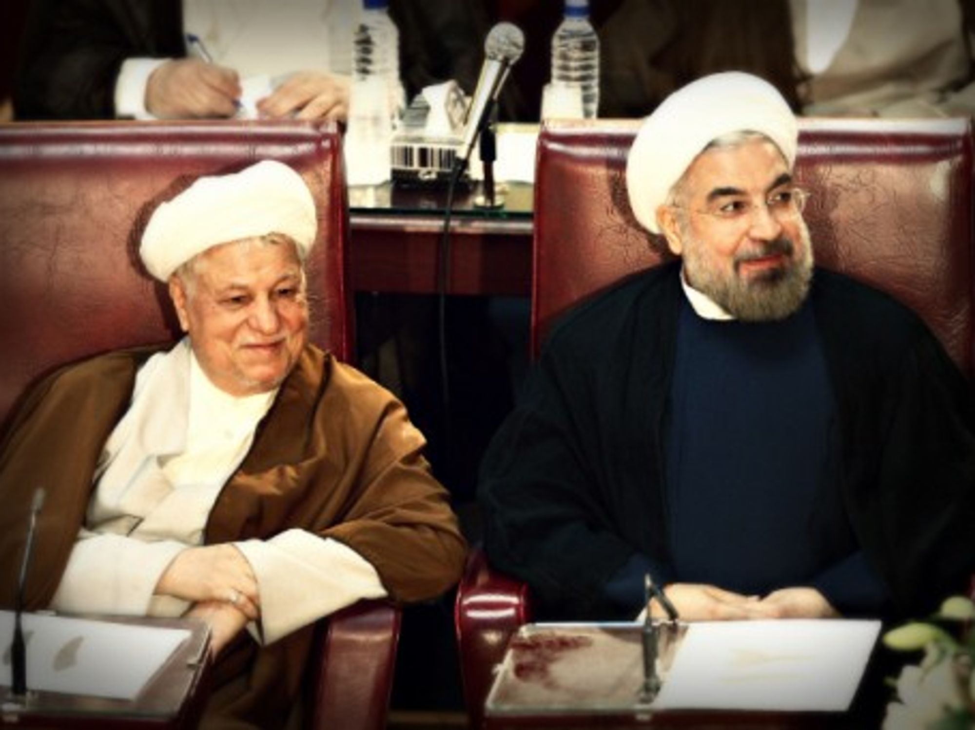 Former and current Iranian presidents Rafsanjani Rouhani in Tehran last year