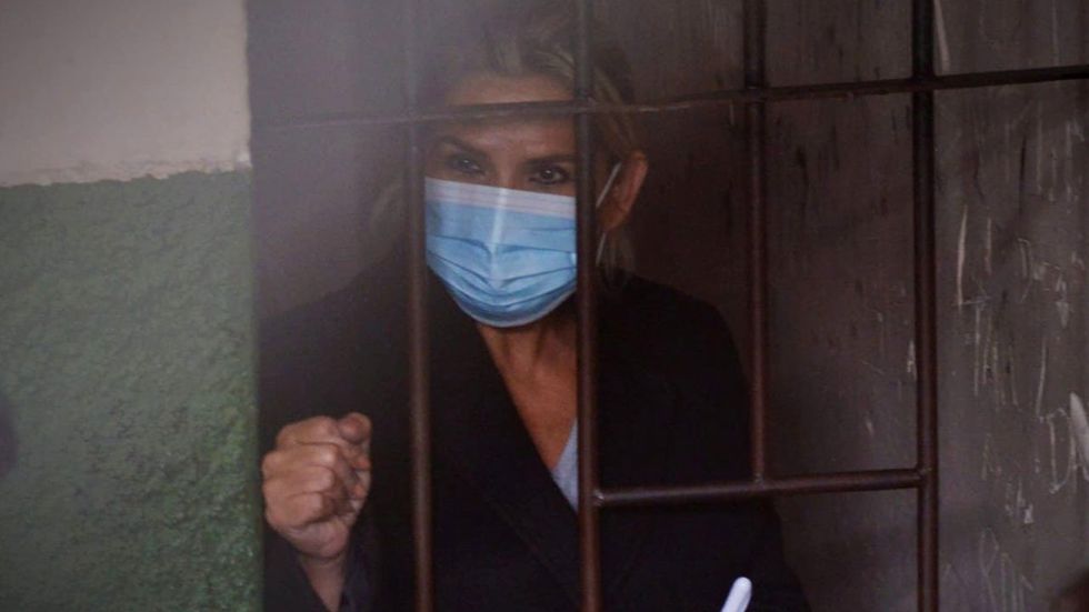 Former Bolivian president Jeanine Áñez after her incarceration at the Miraflores Women's Penitentiary, La Paz.