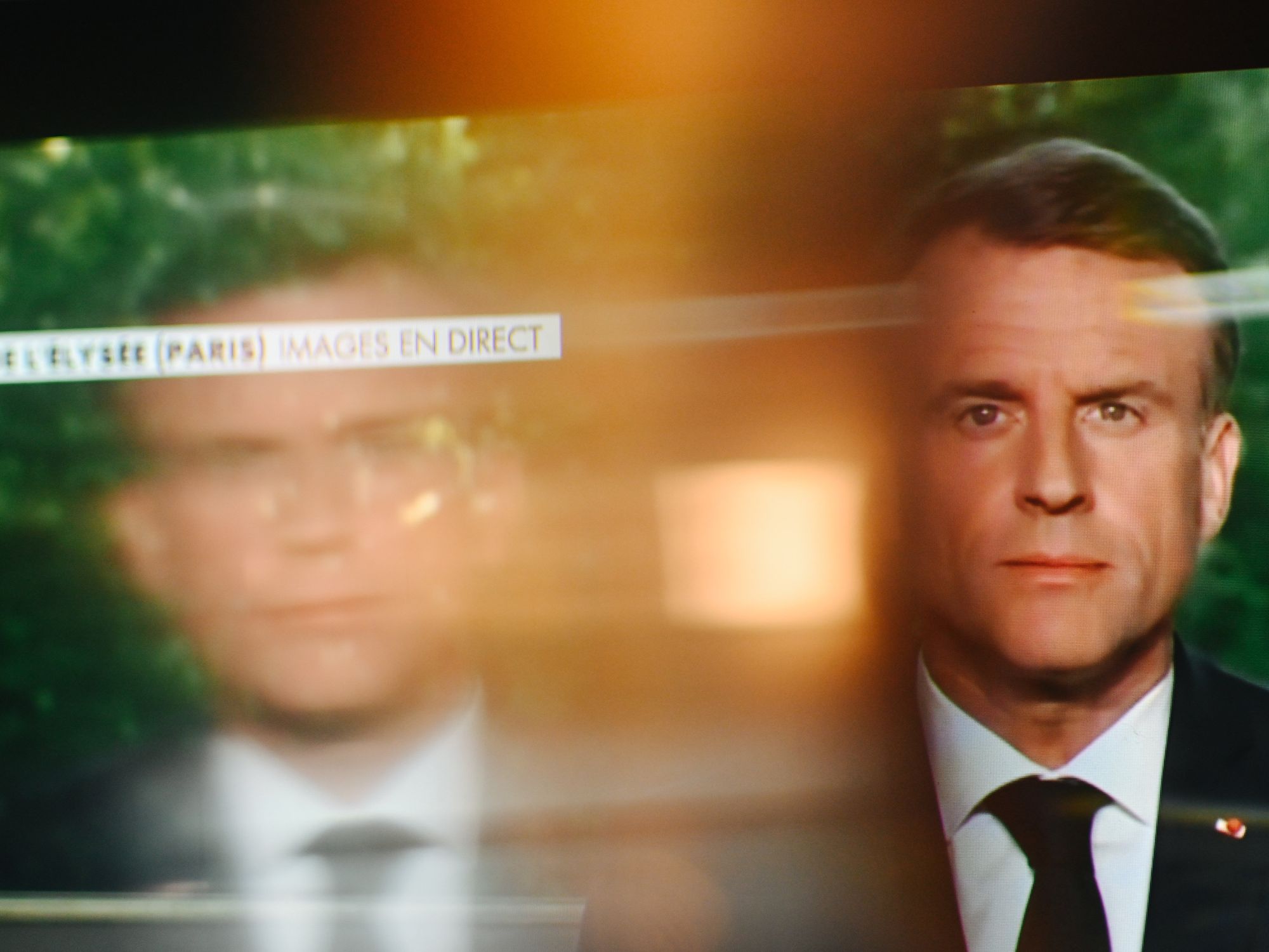 France's President Emmanuel Macron adresses French people on television, on June 9, after the results of the European parliamentary elections.
