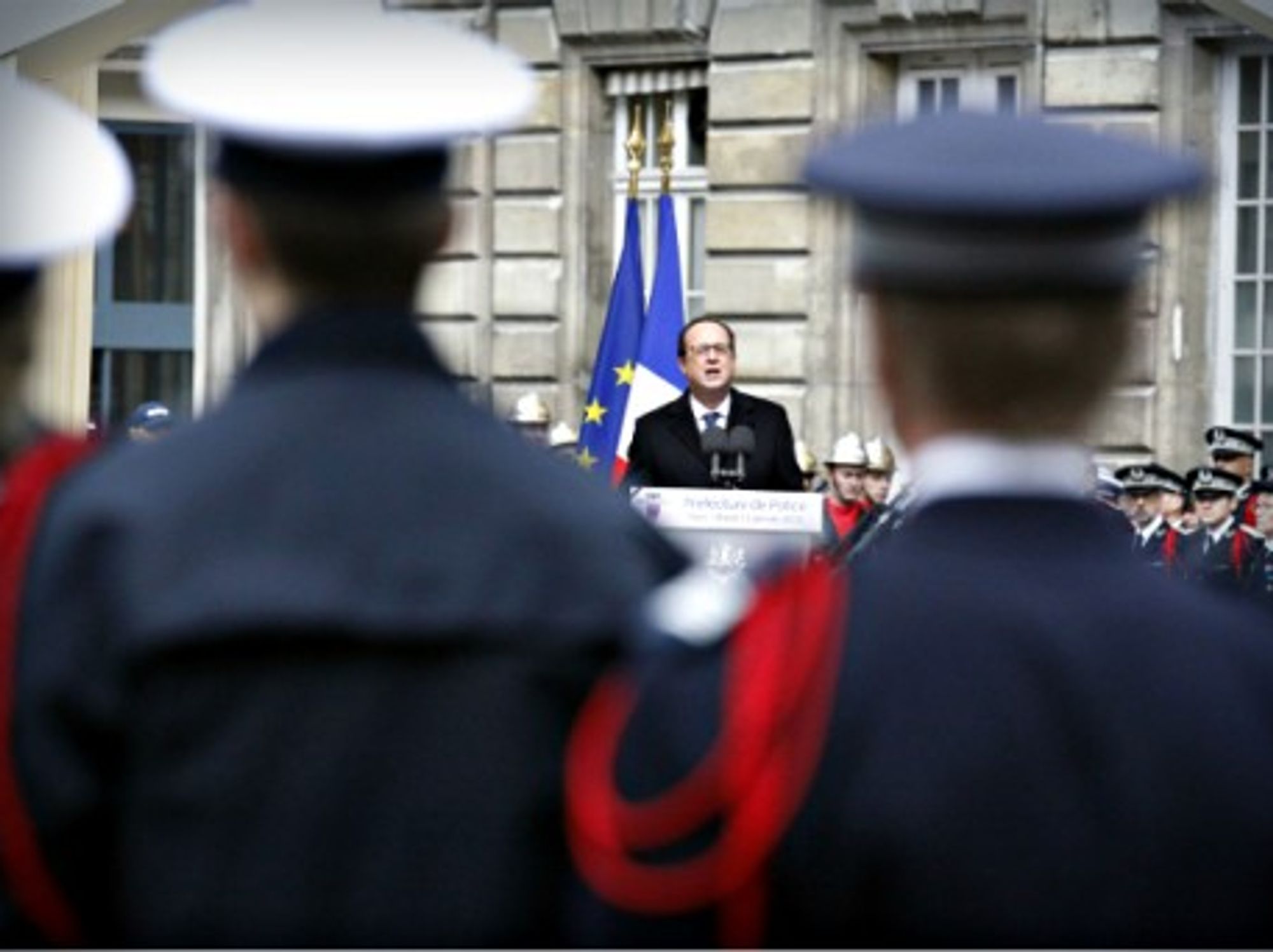 Francois Hollande during a Jan. 13 ceremony paying tribute to victims of the Charlie Hebdo attack.