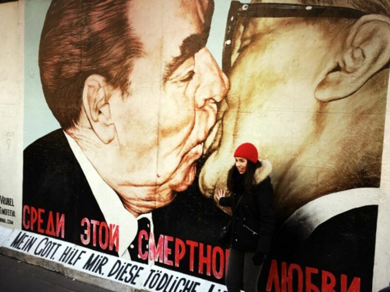 'Fraternal Kiss' graffiti on the Berlin Wall