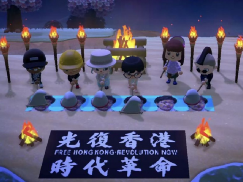 Free Hong Kong protest in Animal Crossing