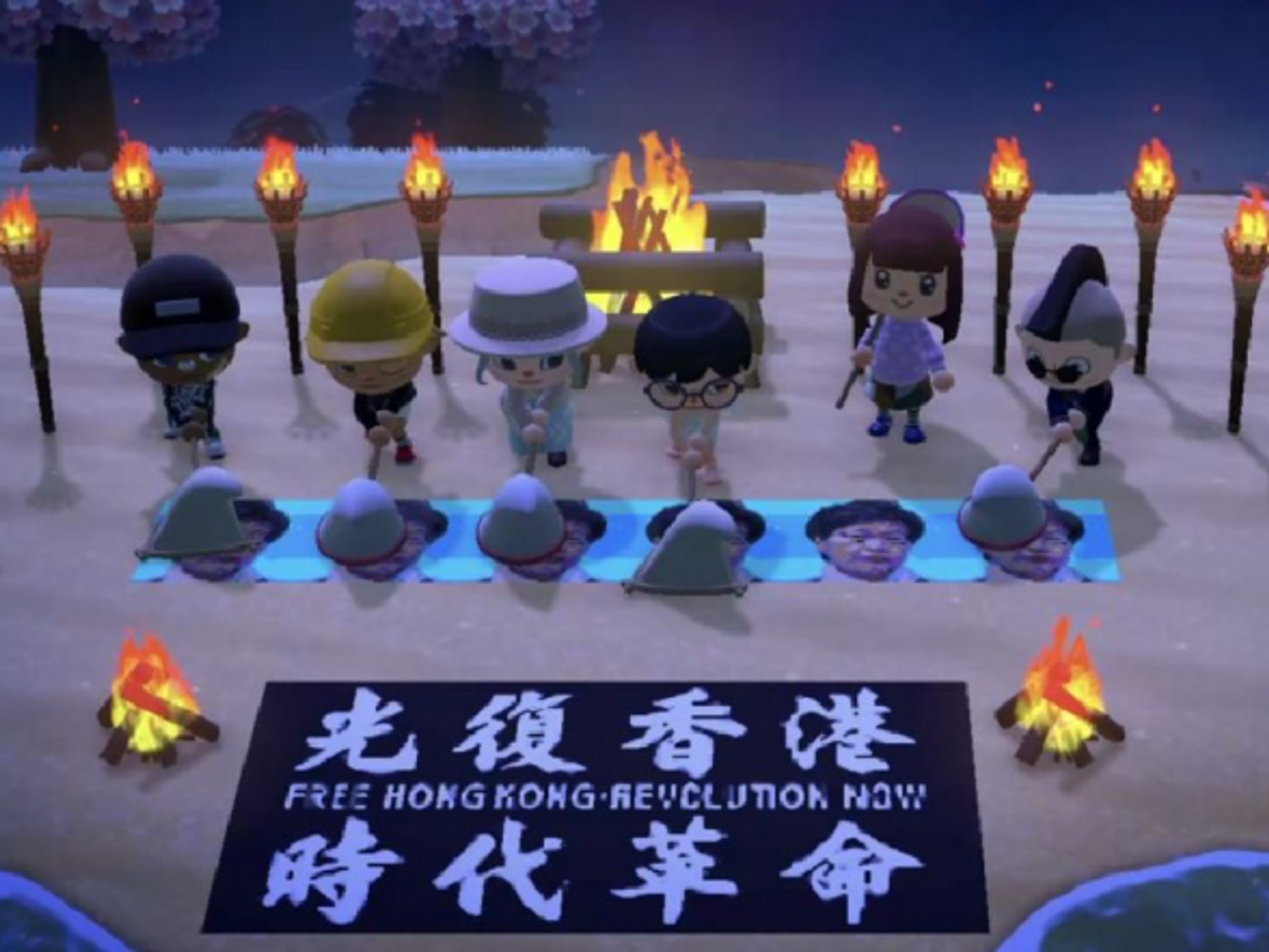 Free Hong Kong protest in Animal Crossing