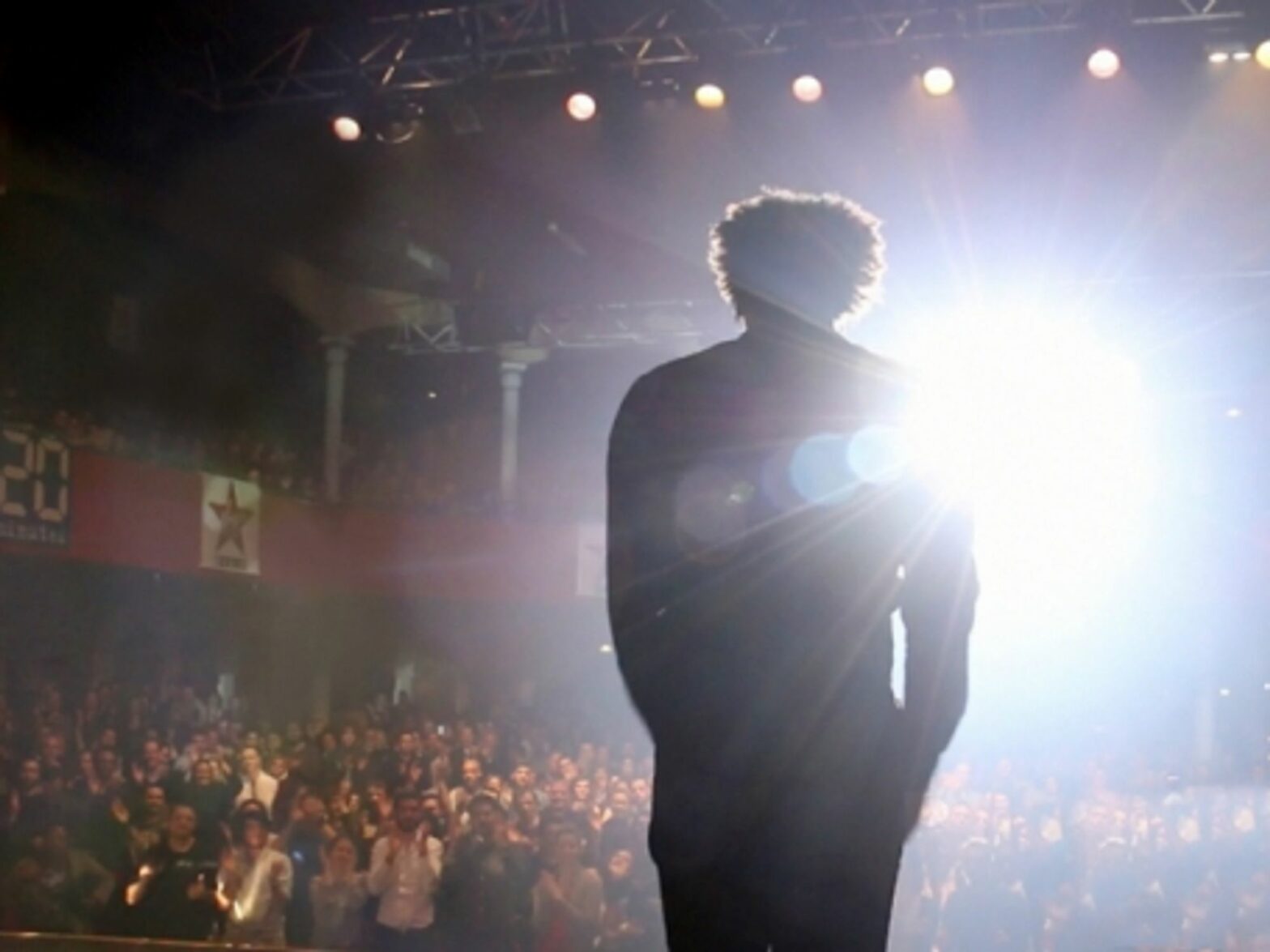 French comedian Fabrice Eboue on stage in Paris