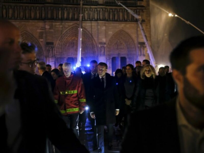 French President Emmanuel Macron promised to rebuild Notre Dame on Monday