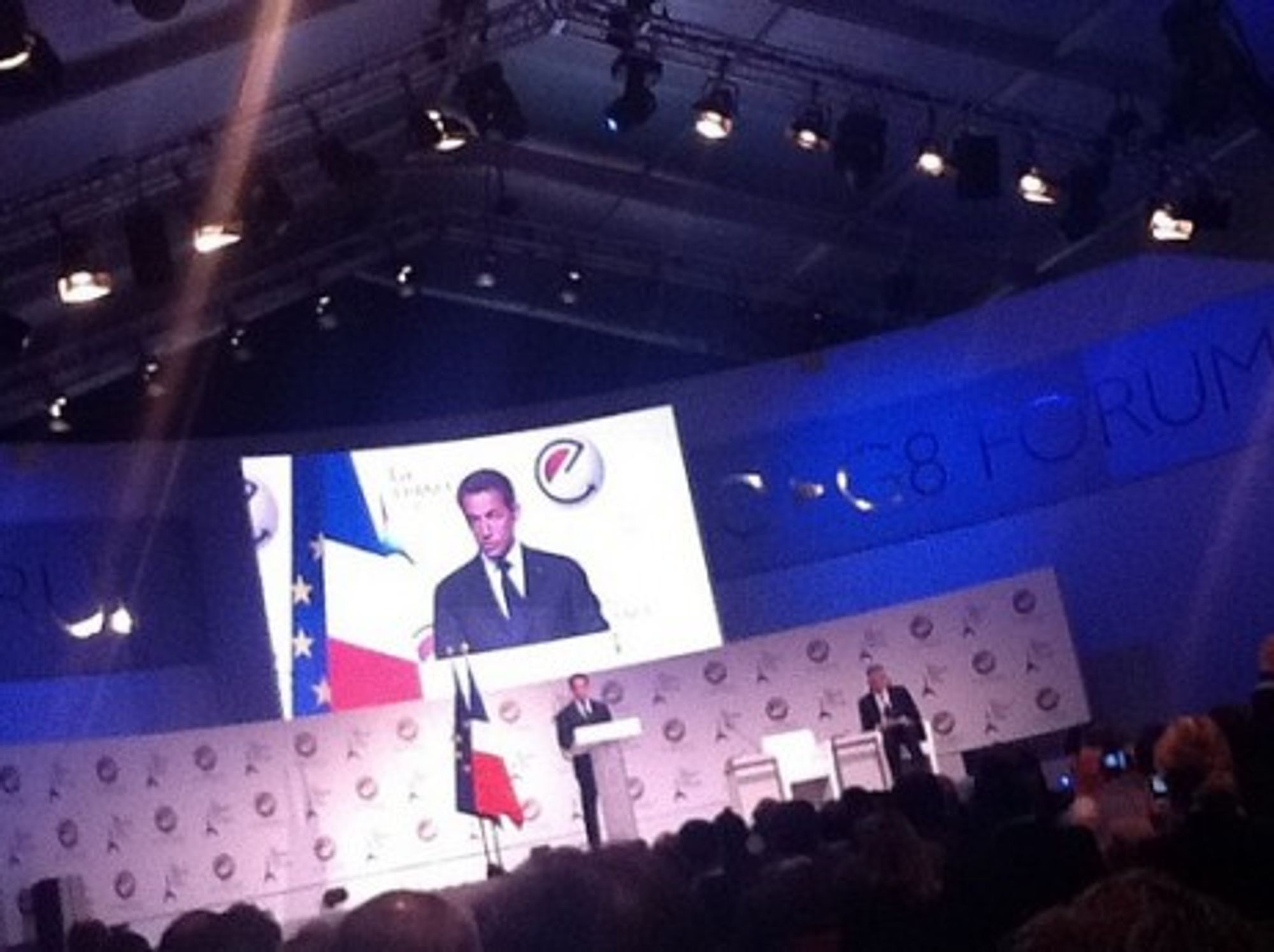 French President Nicolas Sarkozy addresses the E-G8 summit in Paris (jenny8lee)