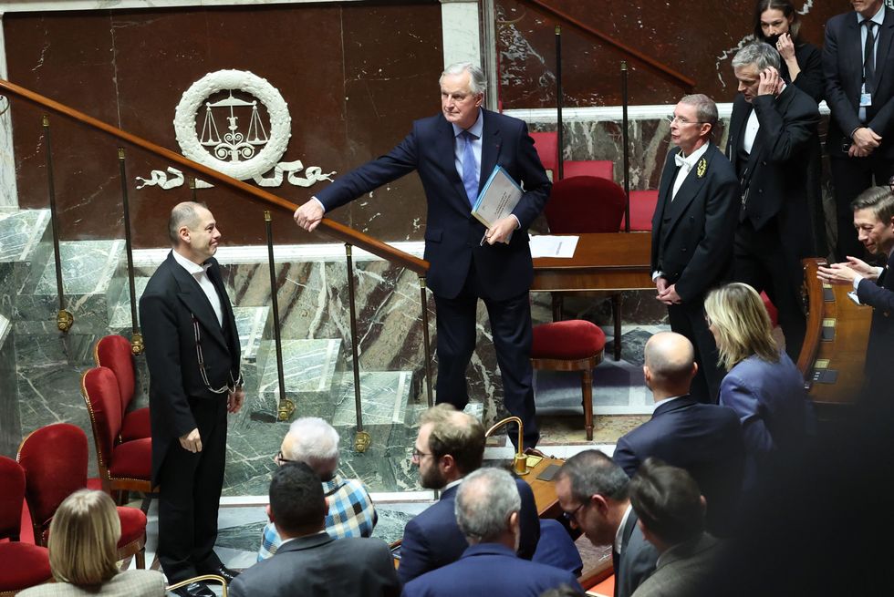 French Prime Minister Michel Barnier at the National Assembly during the discussions on the vote of no-confidence.