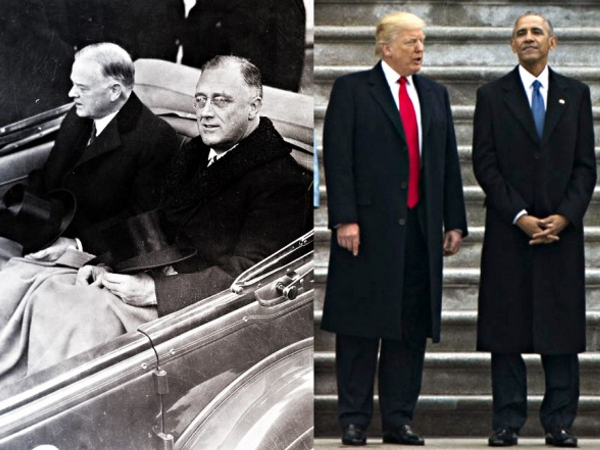 From left to right: Hoover, Roosevelt, Trump, Obama
