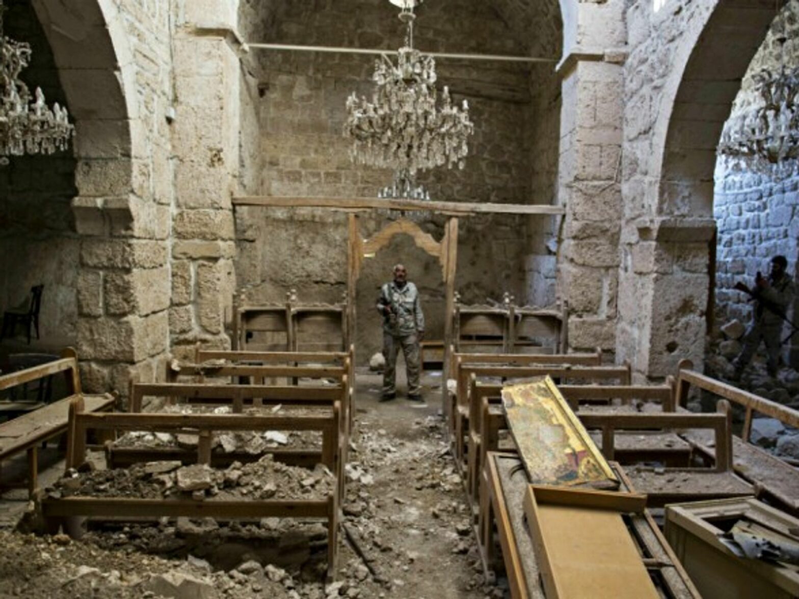 FSA leader inside a church in Maloula, Syria