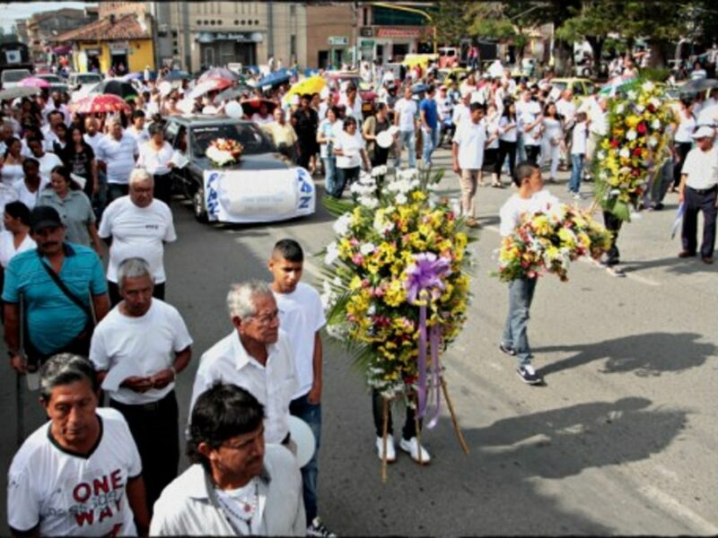 Funeral procession for a victim of the FARC rebels on Jan. 18 in Cali, Colombia