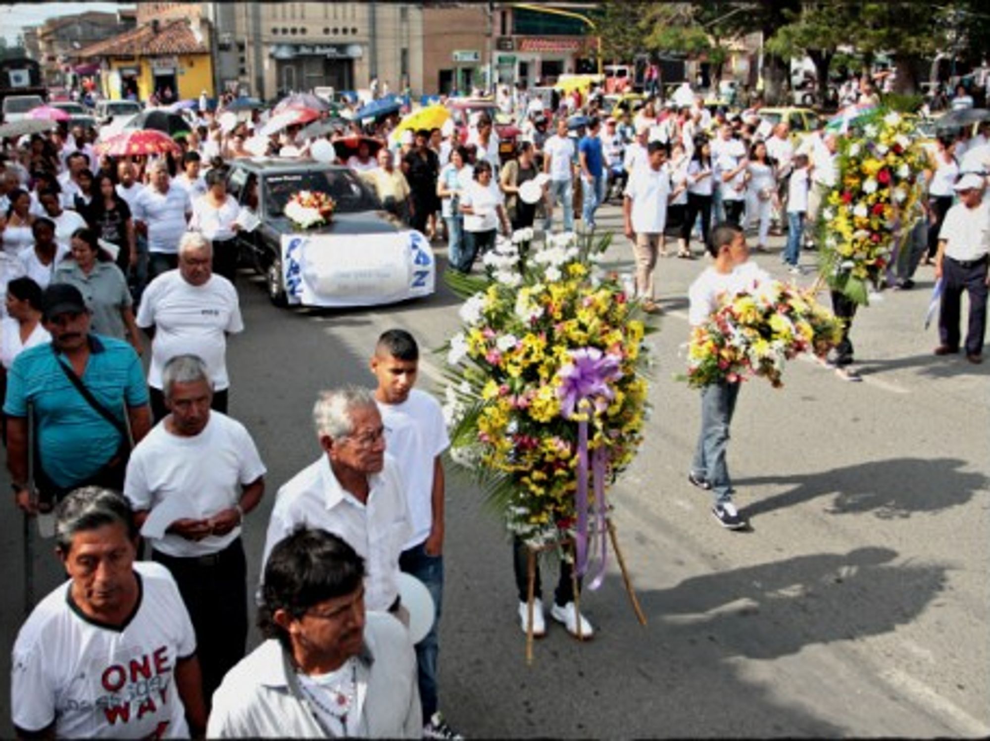 Funeral procession for a victim of the FARC rebels on Jan. 18 in Cali, Colombia