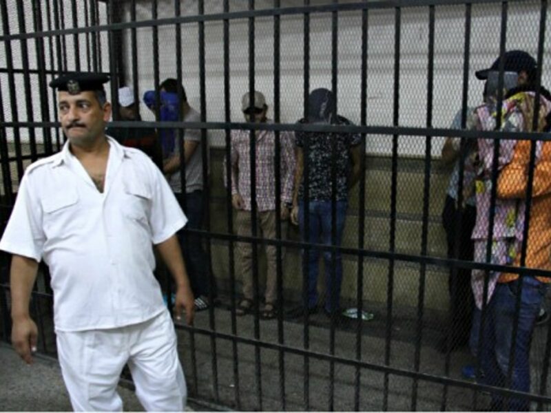 "Gay wedding" under arrest in a Cairo jail on Nov. 1.