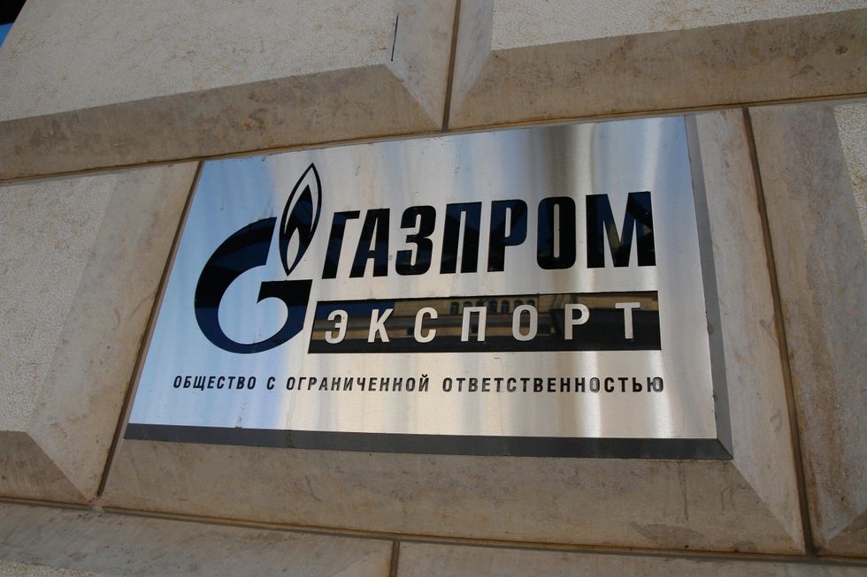 Gazprom Export sign seen on the building, located in St. Petersburg