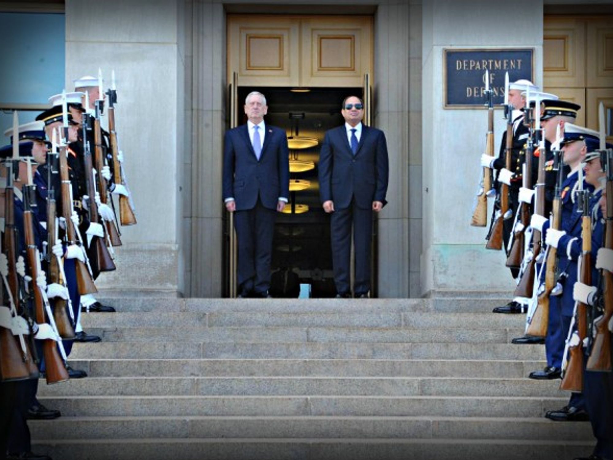 Gen Mattis and Gen Sisi last year in Washington