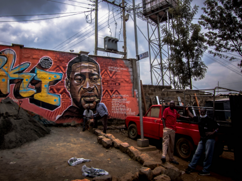 George Floyd mural in Kibera, Kenya
