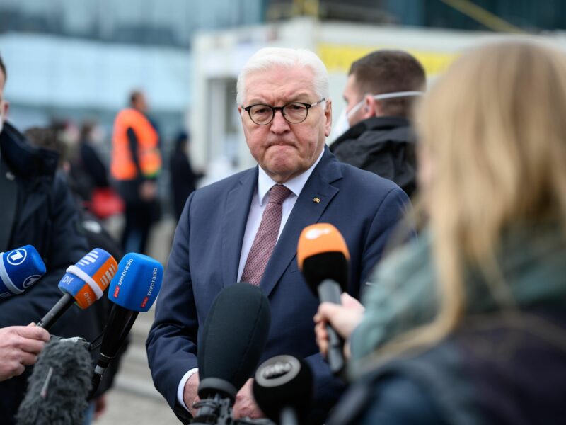German President Frank-Walter Steinmeier speaks to journalists.
