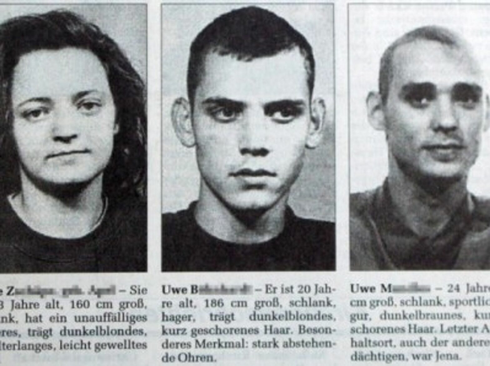 German right-wing terror suspects Beate Zschäpe, Uwe Böhnhardt and Uwe Mundlos (Wikipedia)
