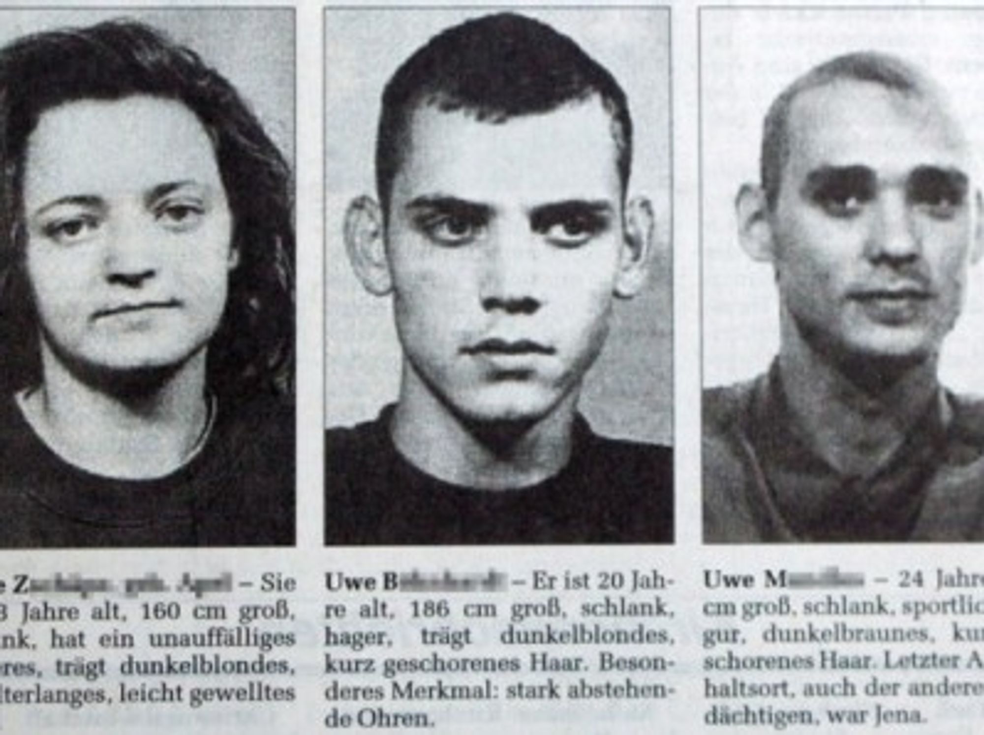 German right-wing terror suspects Beate Zschäpe, Uwe Böhnhardt and Uwe Mundlos (Wikipedia)
