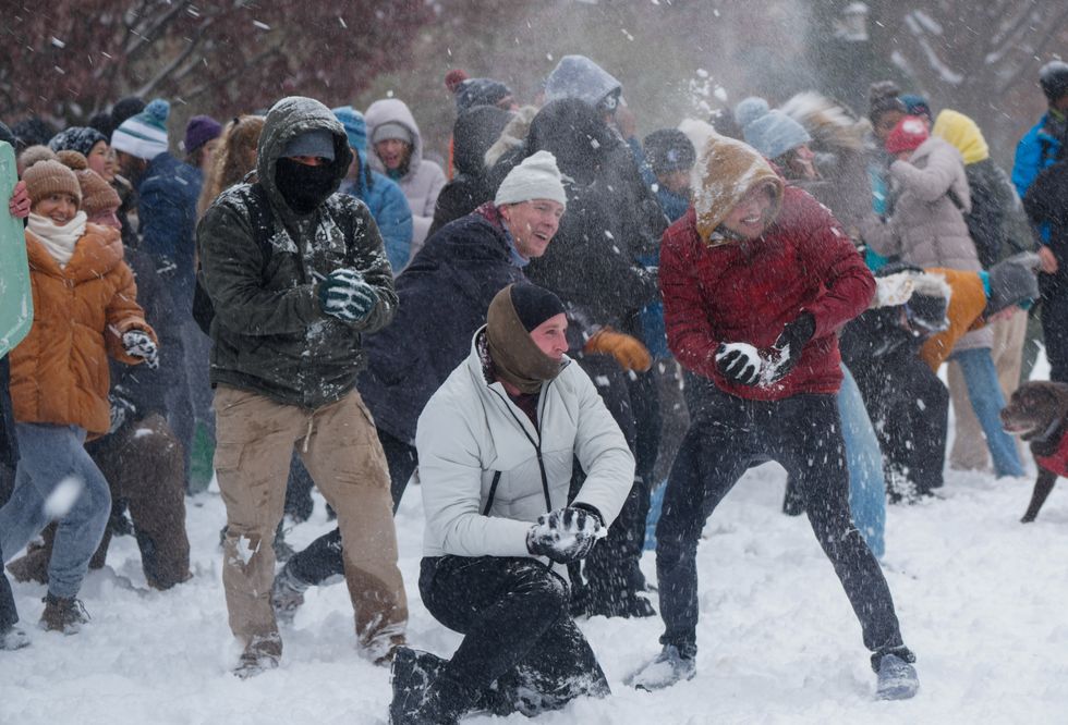Giant snowball fight in Washington 