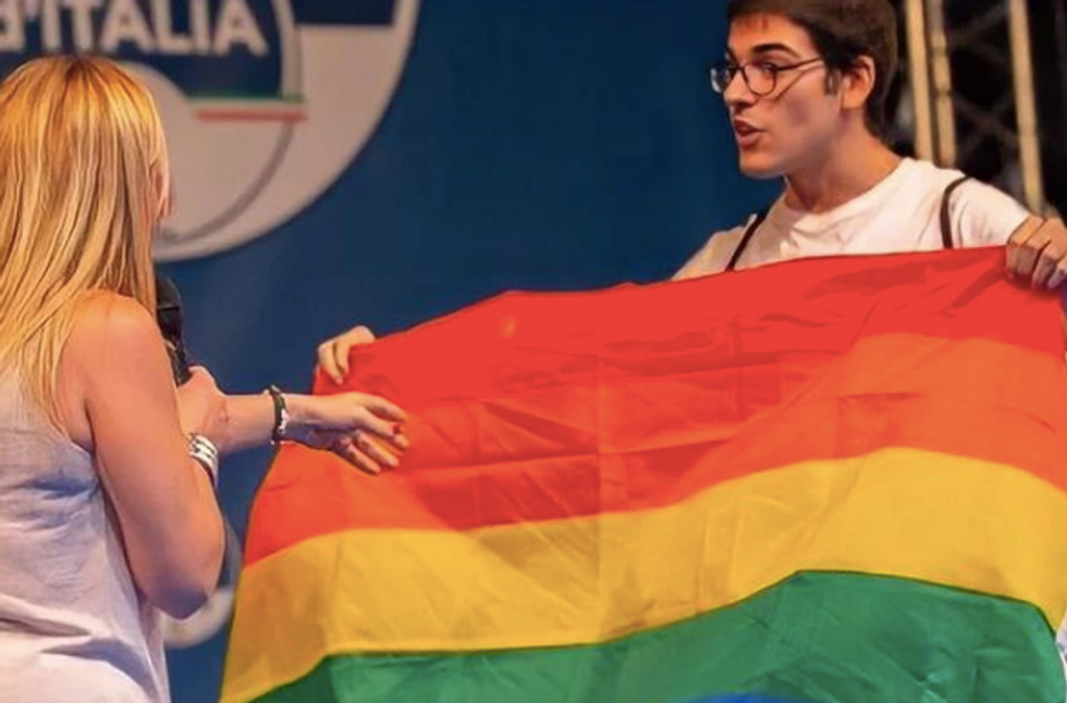 Giorgia Meloni challenged by an LGBTQ+ activist in Cagliari​