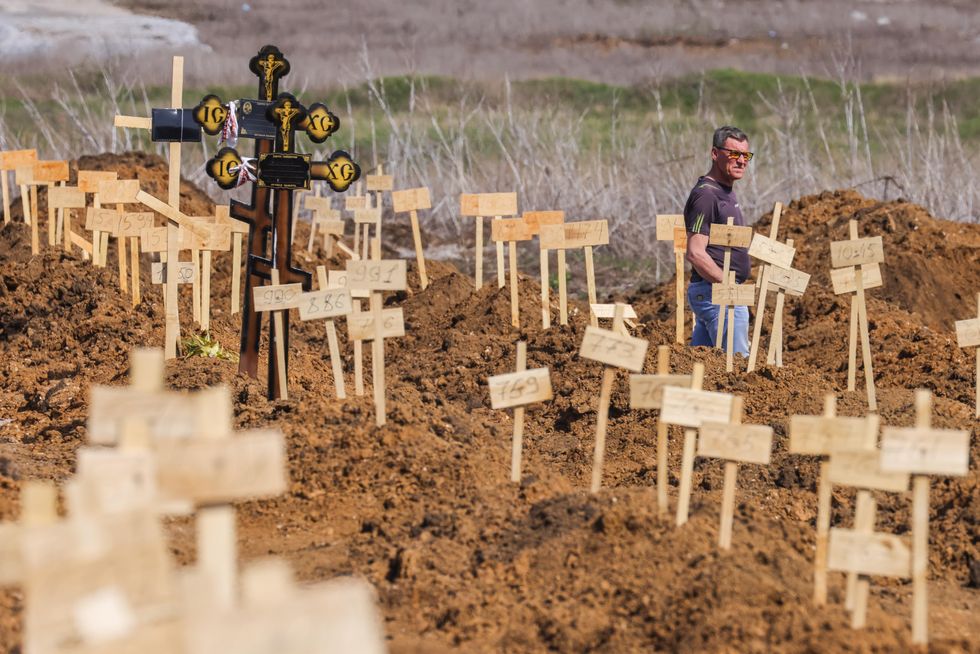 Graves at the Starokrymskoye cemetery in Mariupol
