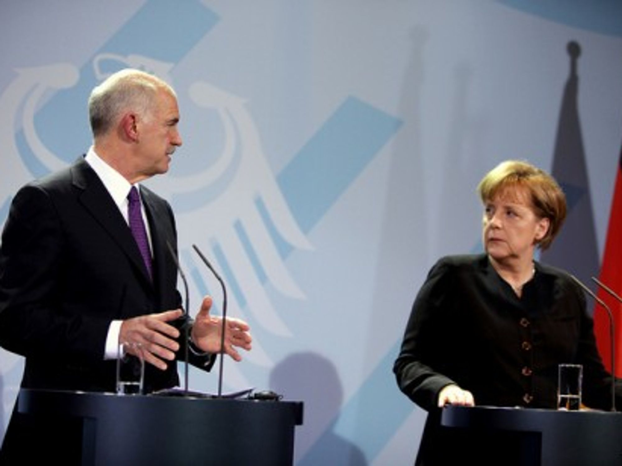 Greek Prime Minister Papandreou and German Chancellor Merkel