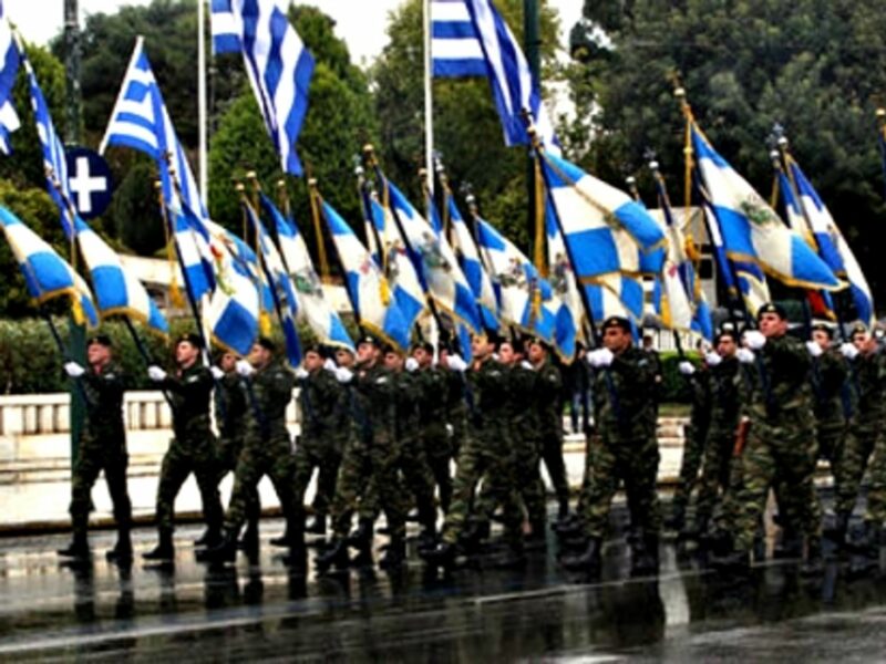 Greek soldiers marching in Athens