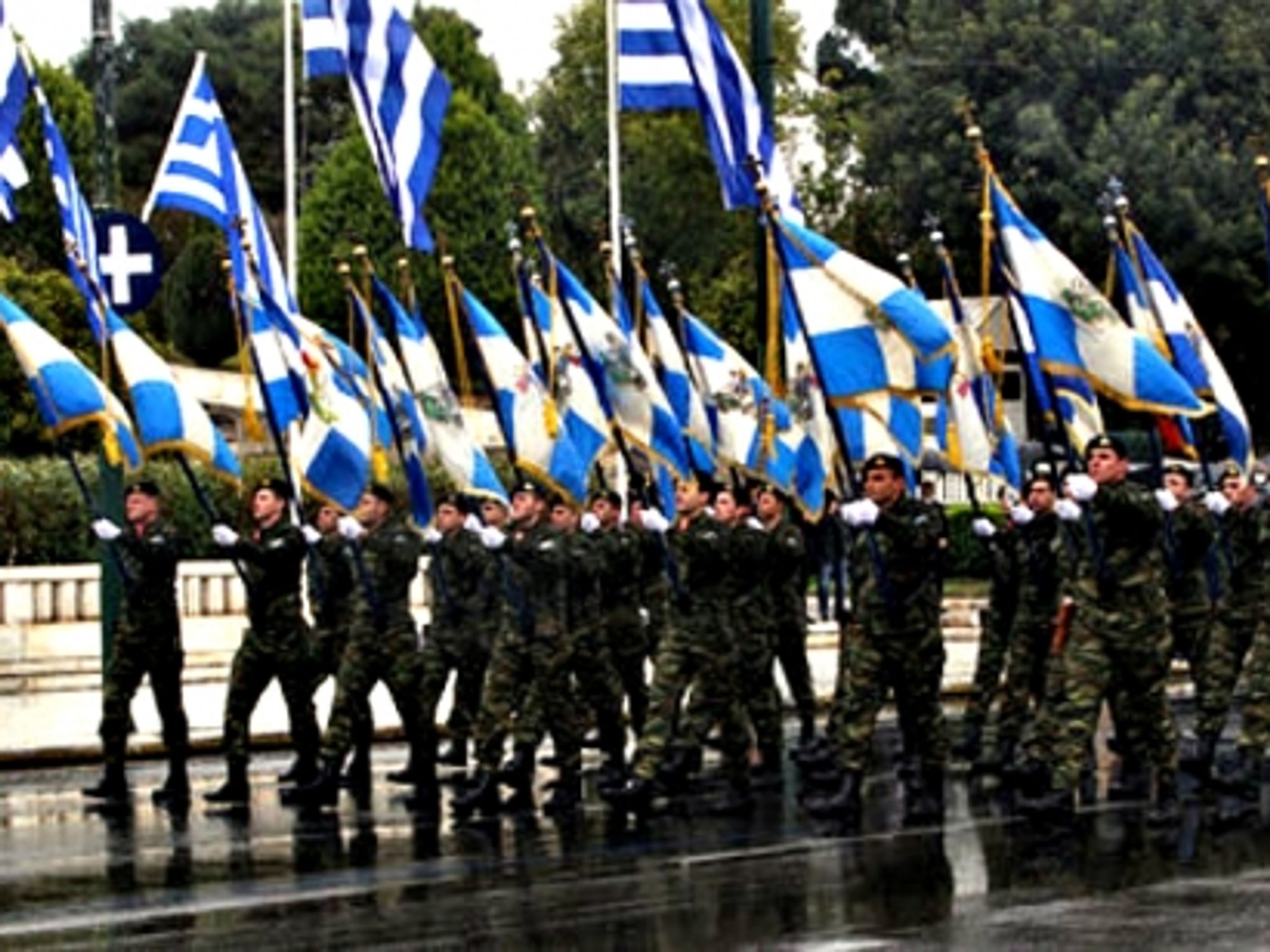 Greek soldiers marching in Athens