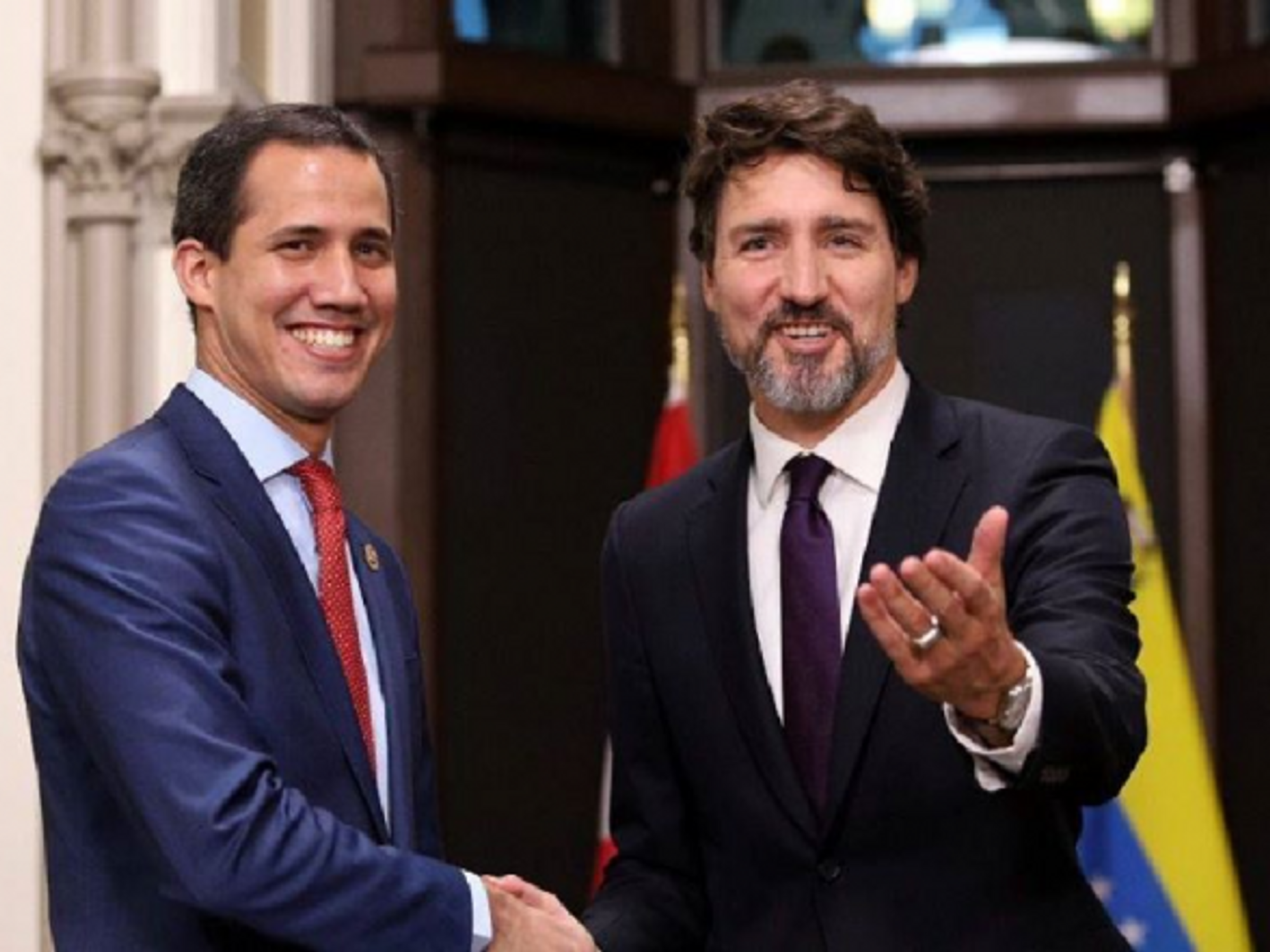Guaido and Trudeau meeting on Jan. 28