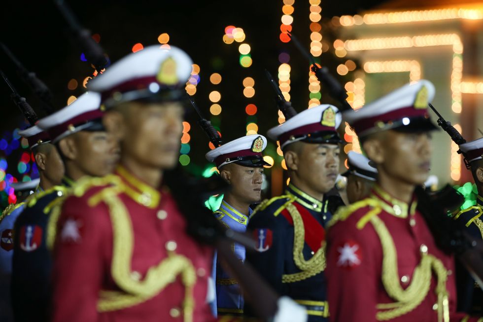 Guard of honor attend a ceremony held to mark Myanmar's 76th Independence Day in Nay Pyi Taw, Myanmar, Jan. 4, 2024.