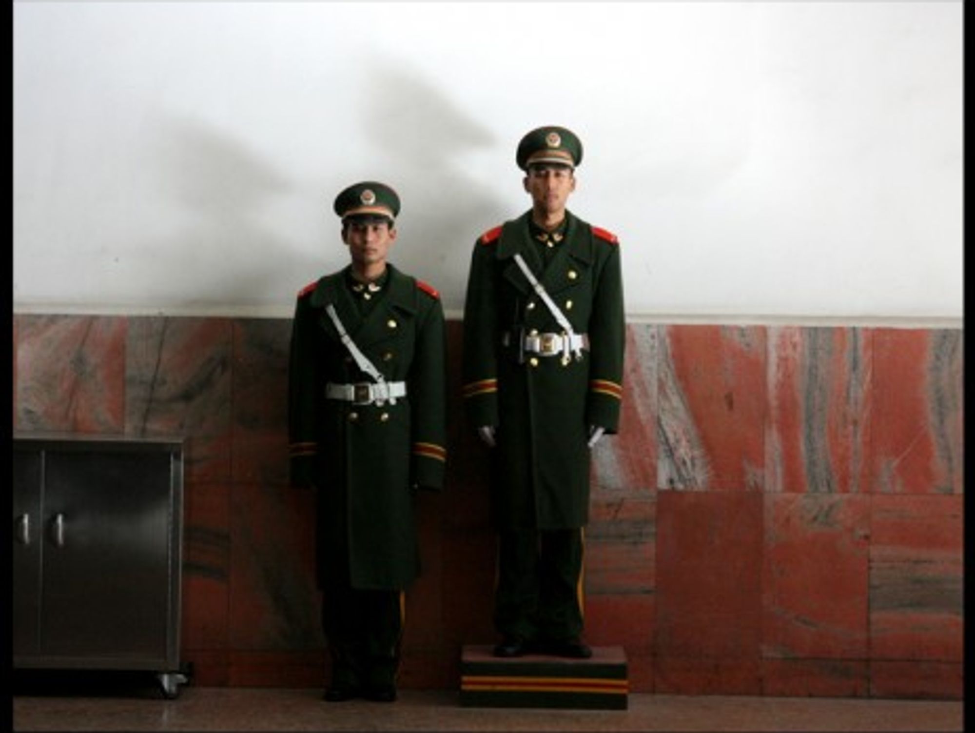 Guards in an underground passage between Tiananmen Square and the Forbidden City