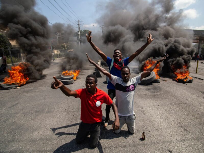 Haitians in the street of Port au Prince.