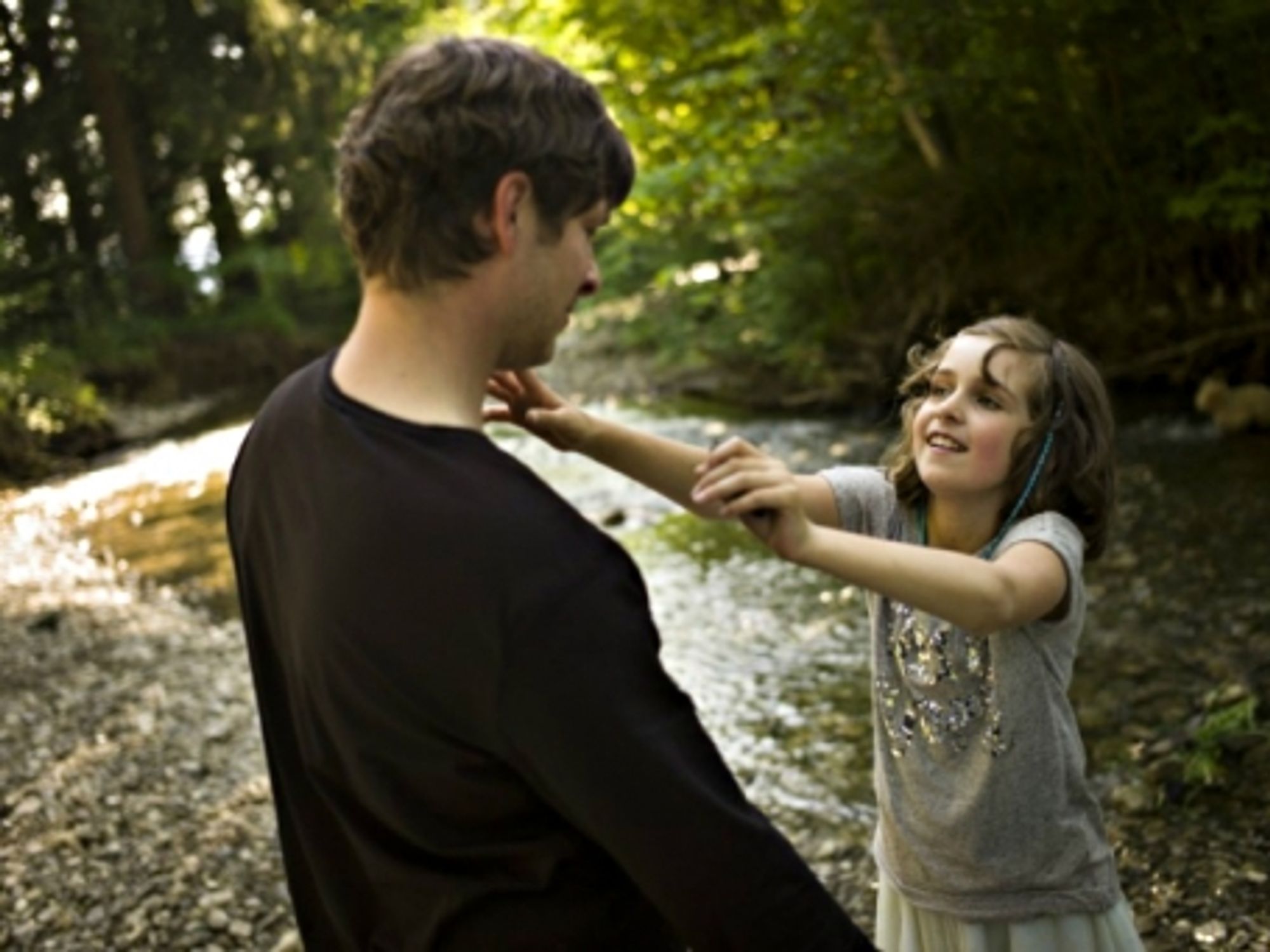 Hannah Vogel with her father