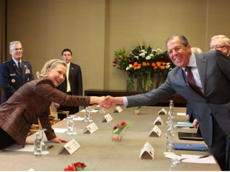 Happier times? U.S. Secretary of State Clinton with Russian Foreign Minister Sergey Lavrov in February.