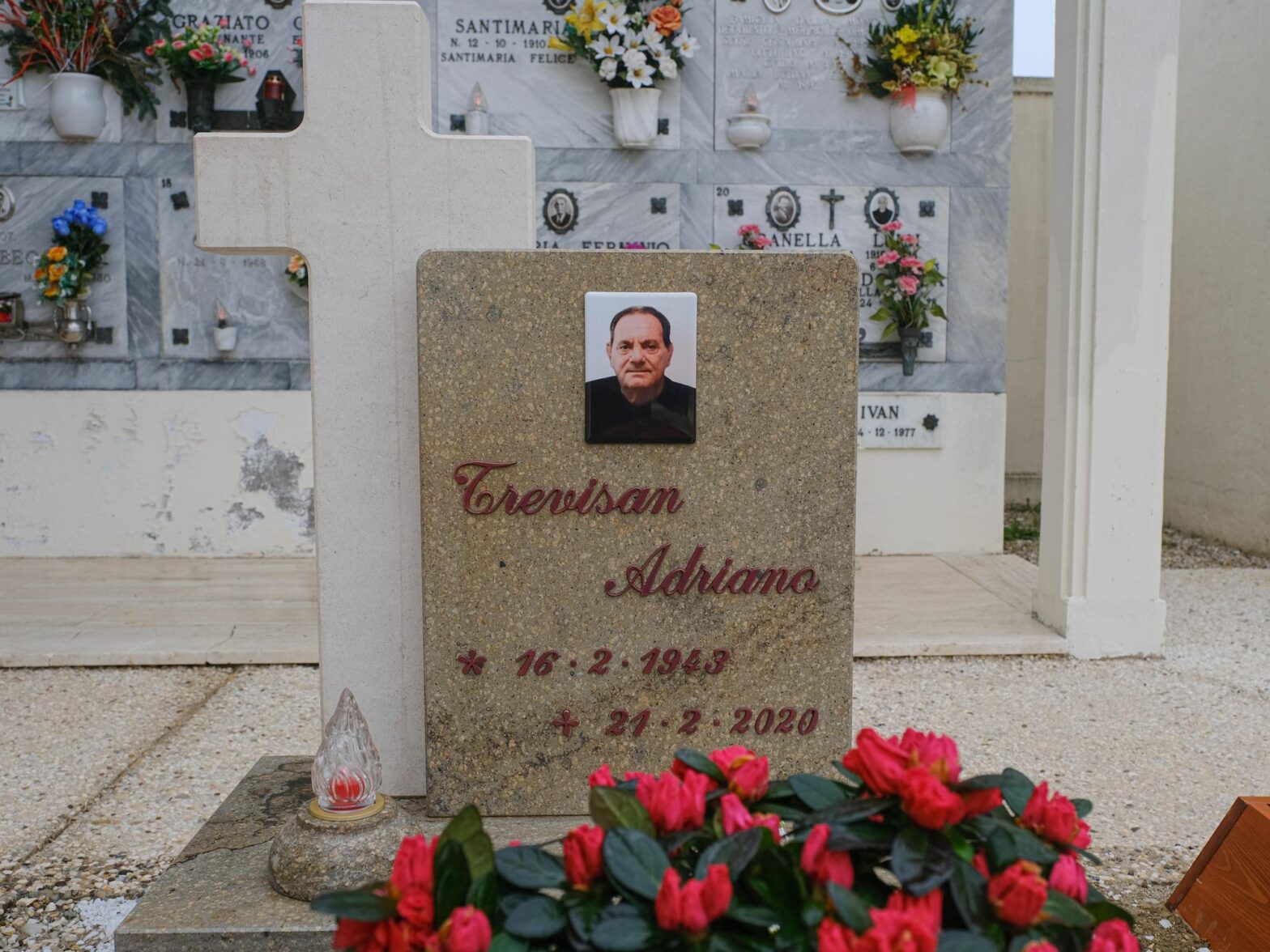 Headstone of Adriano Trevisan in Vo's cemetery