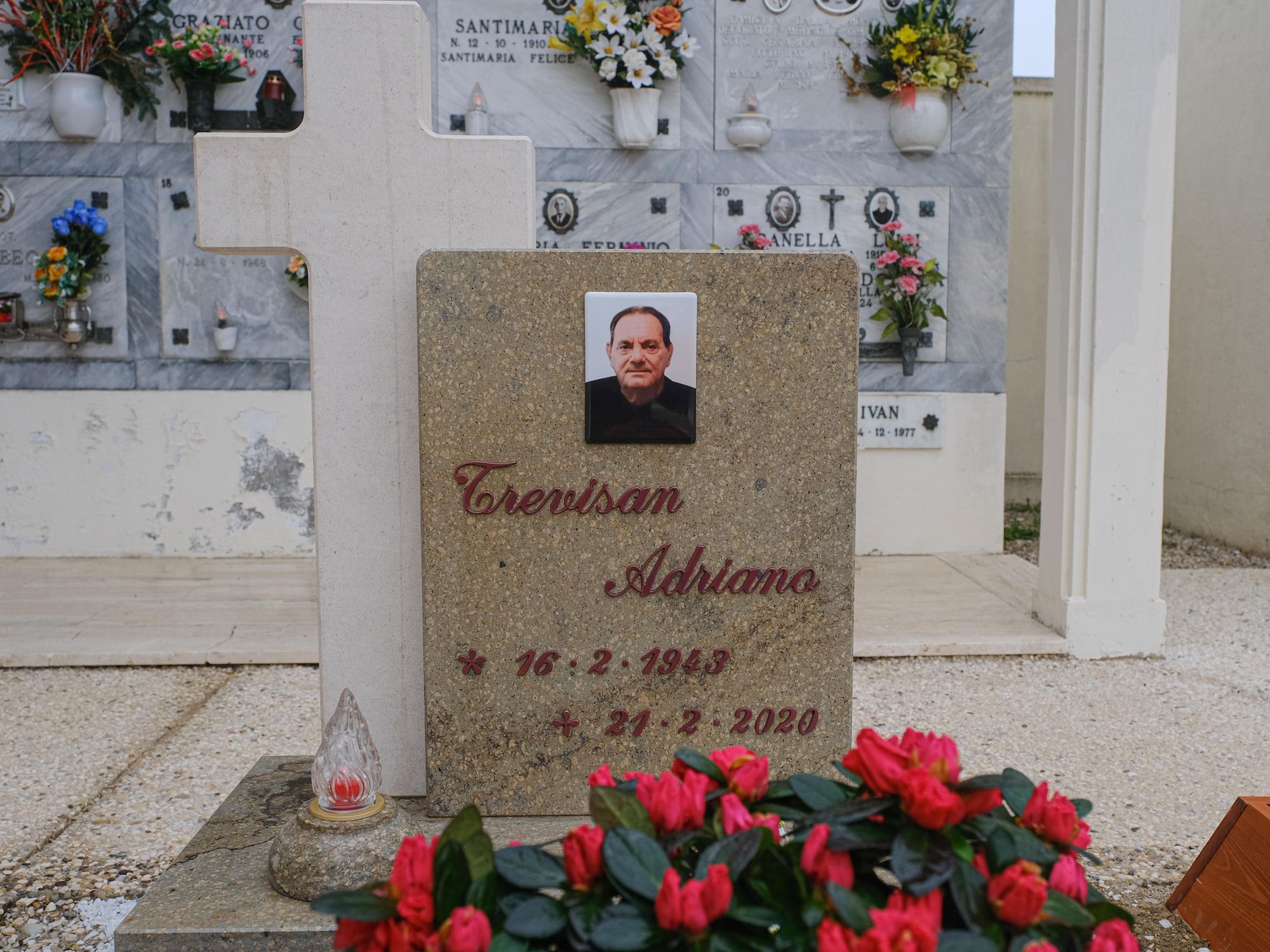 Headstone of Adriano Trevisan in Vo's cemetery
