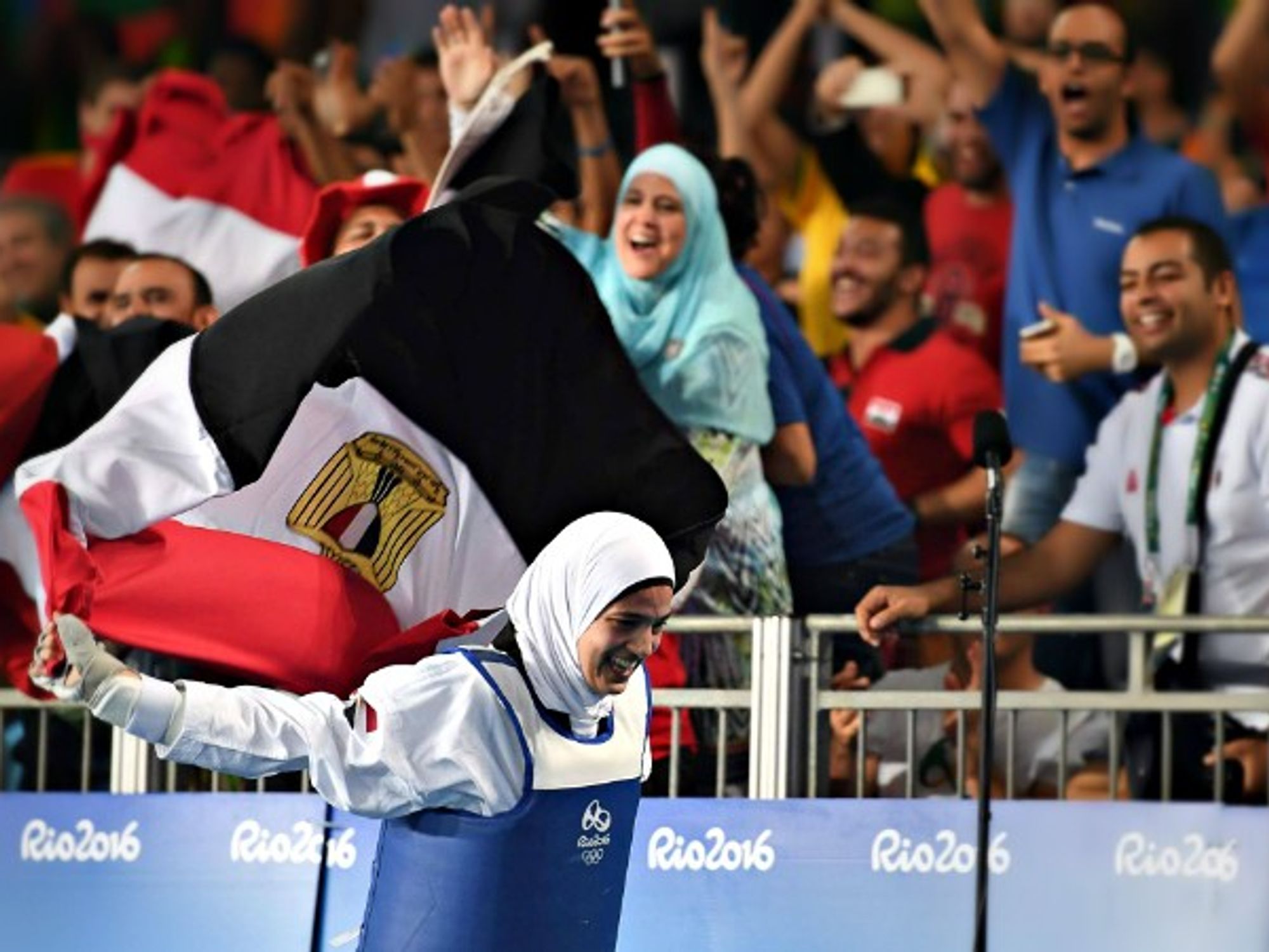 Hedaya Malak winning bronze at the Rio Olympics