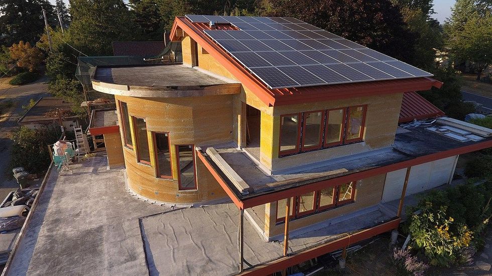 Hemp House in Bellingham, Washington after the hampcrete is cast.