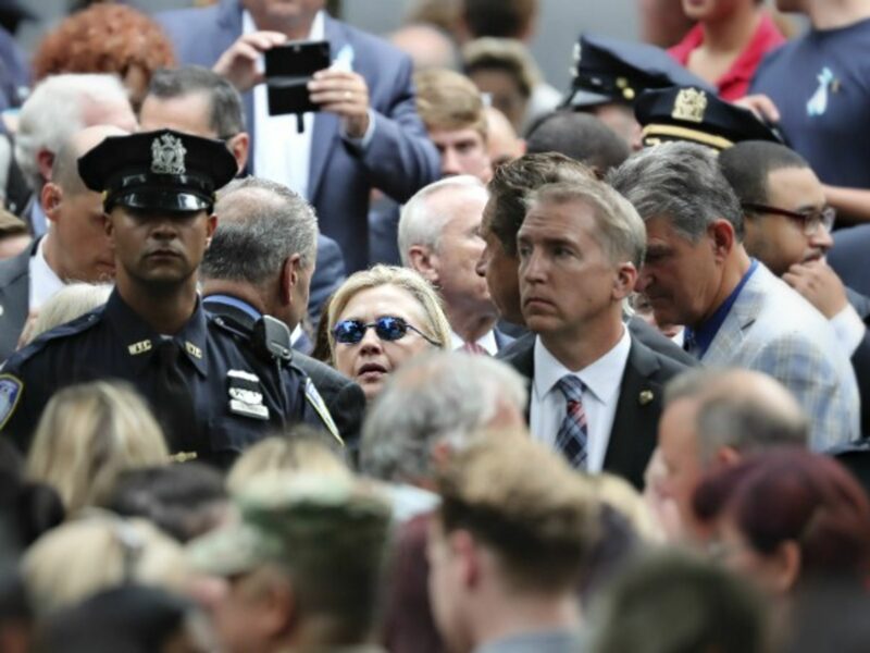 Hillary Clinton arriving at the 9/11 commemoration in NYC