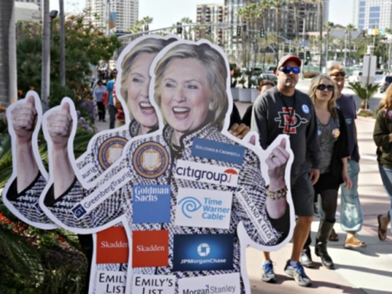Hillary Clinton cutouts in San Diego on March 22