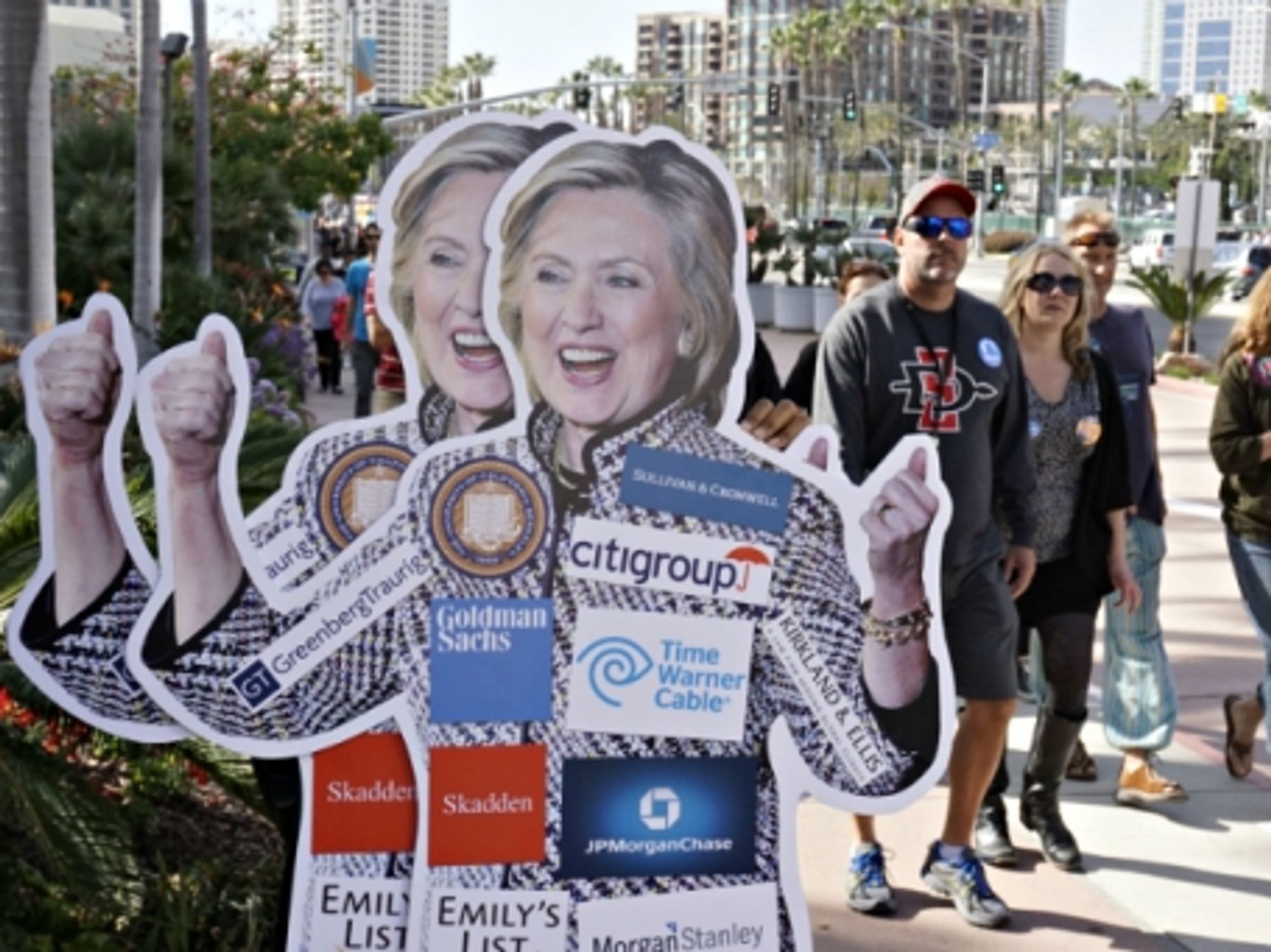 Hillary Clinton cutouts in San Diego on March 22