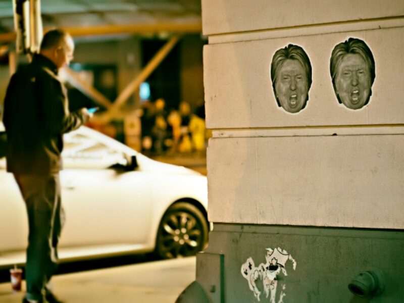 Hillary Trump/Donald Clinton stickers in Washington, D.C.