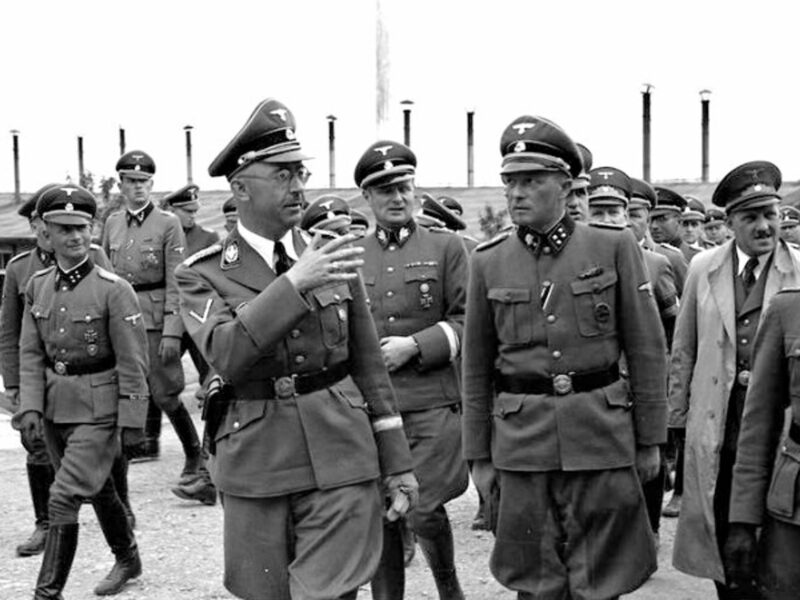 Himmler (center left) visiting the Mauthausen concentration camp in April 1941