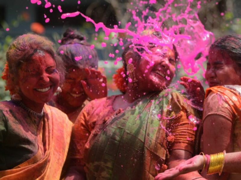 Holi celebrations in Agartala, India.