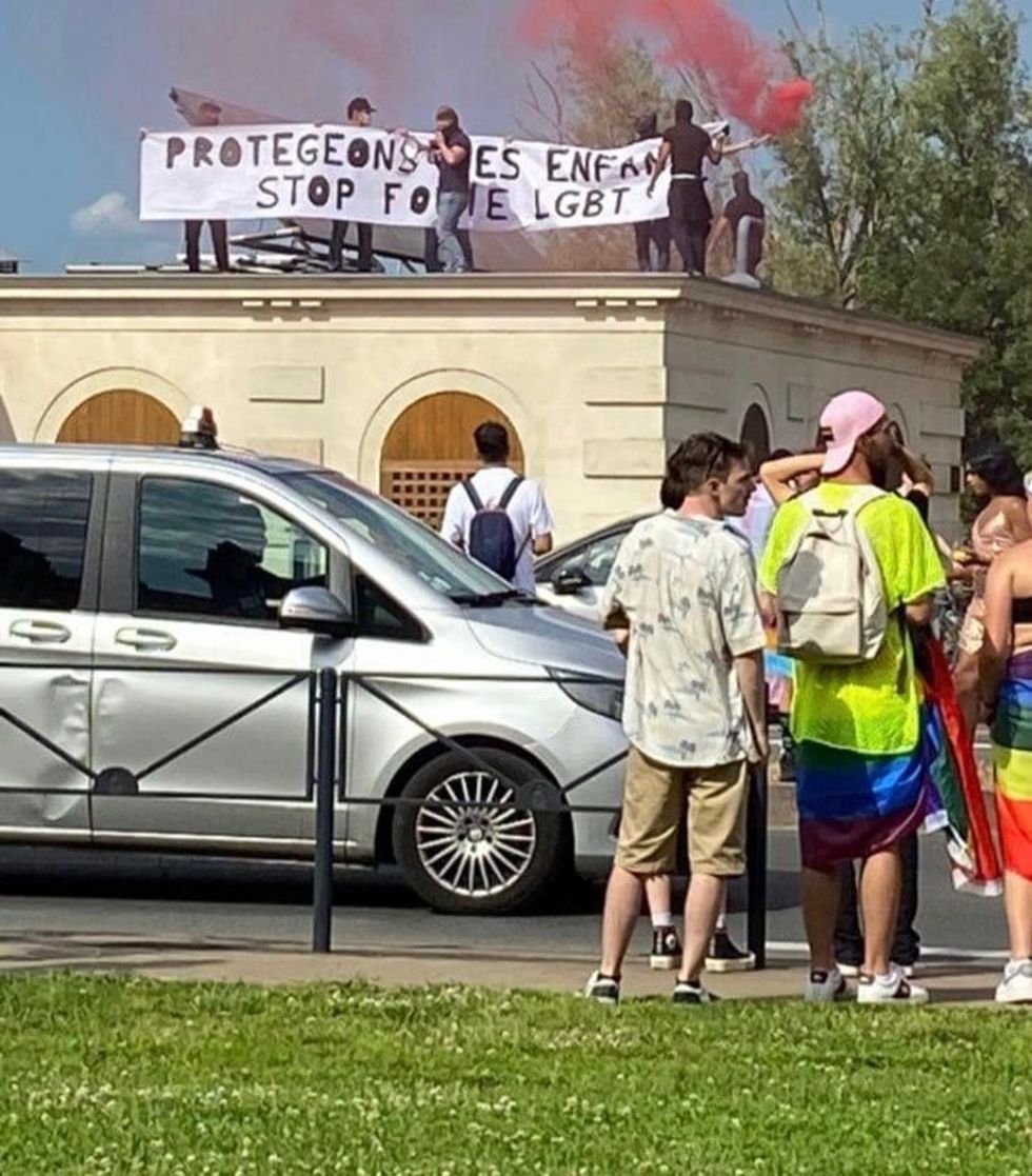 Homophobic protesters at the Bordeaux Pride Parade