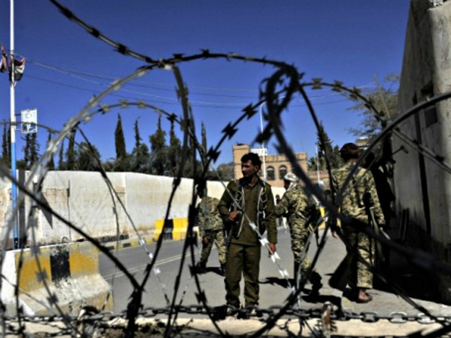 Houthi fighters in Sana'a, Yemen