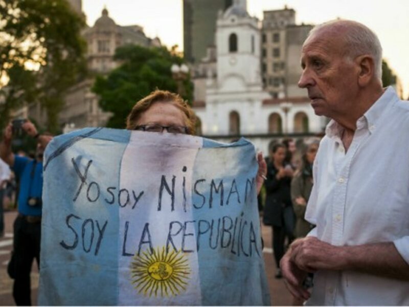 "I am Nisman, I am the Republic" reads a sign during Jan. 19 protests in Buenos Aires.