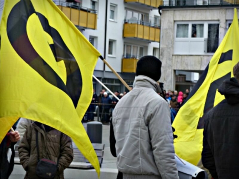 IB protesters in Geretsried, Bavaria, on March 12