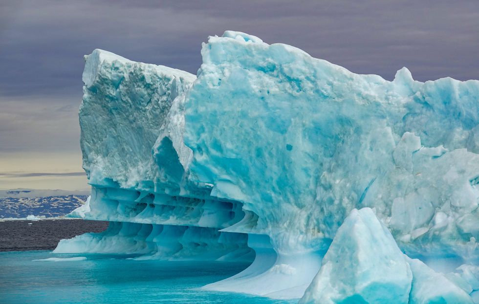 Icebergs off the coastal town of Ilulissat in western Greenland