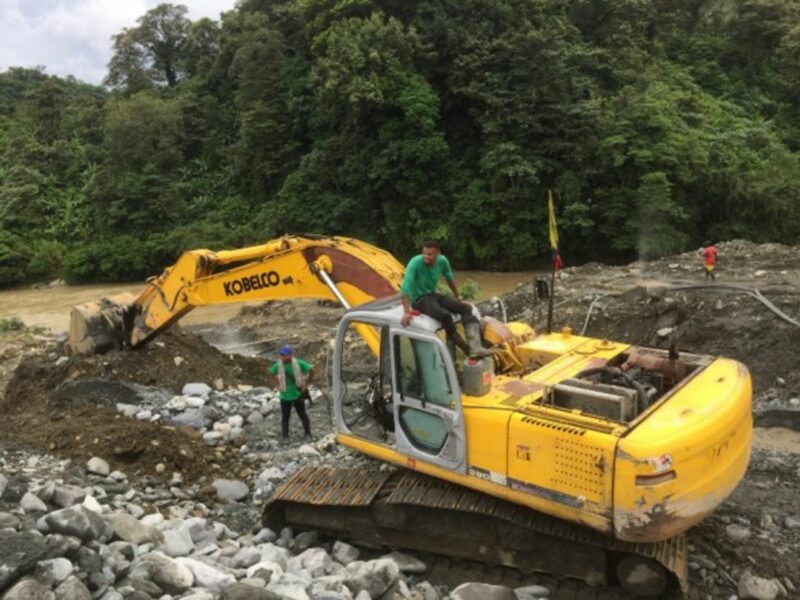 Illegal gold mine excavation in Colombia
